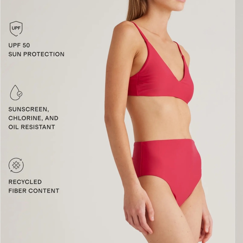 Quince High-Waisted pink Bikini Bottom only - Picture 2 of 6